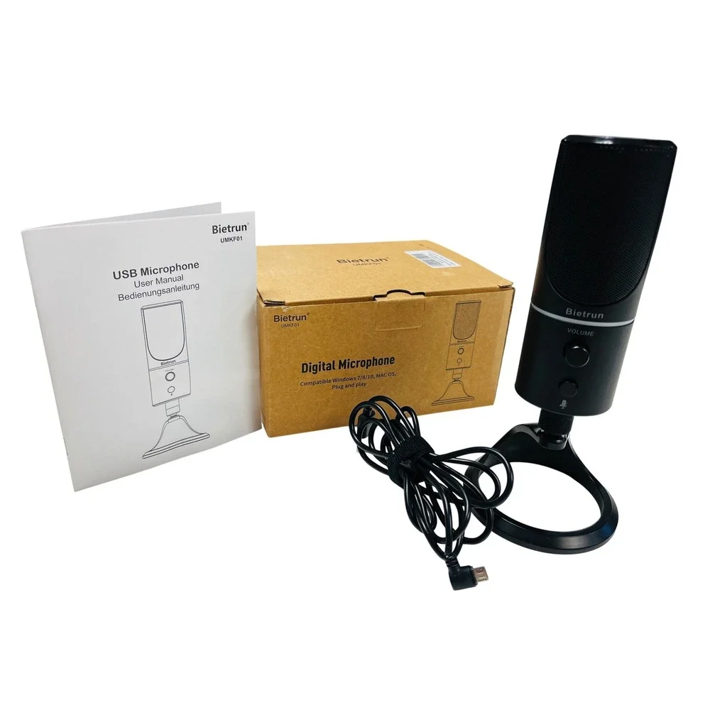 Bietrun Digital USB Microphone UMKF01 Black Gaming Podcast Recording Mic OPEN